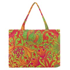 Floral Pattern Medium Zipper Tote Bag by Valentinaart