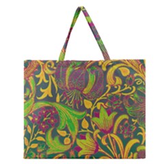 Floral Pattern Zipper Large Tote Bag by Valentinaart