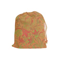 Floral Pattern Drawstring Pouches (large)  by Valentinaart