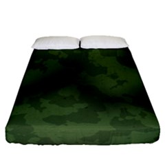 Vintage Camouflage Military Swatch Old Army Background Fitted Sheet (queen Size) by Simbadda