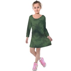 Vintage Camouflage Military Swatch Old Army Background Kids  Long Sleeve Velvet Dress by Simbadda