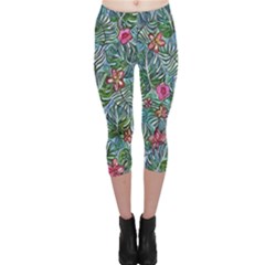 Floral Painting  Capri Leggings 