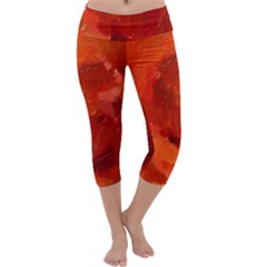 Orange Mix Abstract Painting  Capri Yoga Leggings