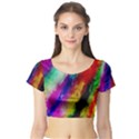 Colorful Abstract Paint Splats Background Short Sleeve Crop Top (Tight Fit) View1