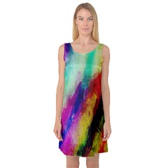 Colorful Abstract Paint Splats Background Sleeveless Satin Nightdress by Simbadda