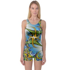 Random Fractal Background Image One Piece Boyleg Swimsuit