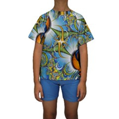 Random Fractal Background Image Kids  Short Sleeve Swimwear