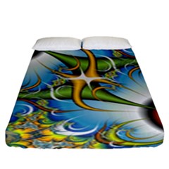 Random Fractal Background Image Fitted Sheet (King Size)