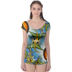 Random Fractal Background Image Boyleg Leotard 