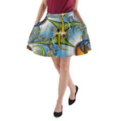 Random Fractal Background Image A-Line Pocket Skirt