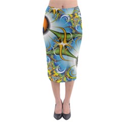 Random Fractal Background Image Midi Pencil Skirt