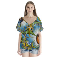 Random Fractal Background Image Flutter Sleeve Top