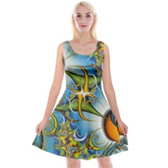 Random Fractal Background Image Reversible Velvet Sleeveless Dress