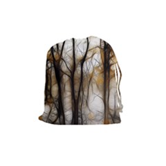 Fall Forest Artistic Background Drawstring Pouches (medium)  by Simbadda