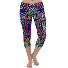 Colorful Geometric Design  Capri Yoga Leggings