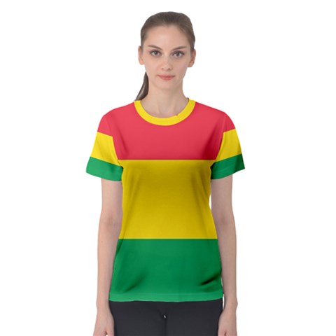 Rasta Colors Red Yellow Gld Green Stripes Pattern Ethiopia Women s Sport Mesh Tee by yoursparklingshop