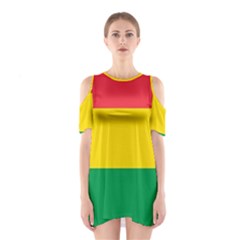 Rasta Colors Red Yellow Gld Green Stripes Pattern Ethiopia Shoulder Cutout One Piece by yoursparklingshop