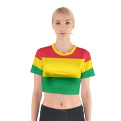 Rasta Colors Red Yellow Gld Green Stripes Pattern Ethiopia Cotton Crop Top by yoursparklingshop