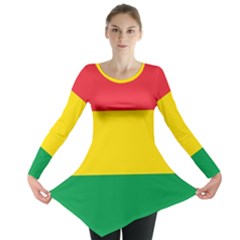 Rasta Colors Red Yellow Gld Green Stripes Pattern Ethiopia Long Sleeve Tunic  by yoursparklingshop