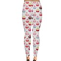 Pink Watercolor Cupcakes Pattern Hand Drawn Women s Leggings View2