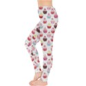 Pink Watercolor Cupcakes Pattern Hand Drawn Women s Leggings View3