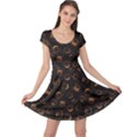 Black Happy Halloween Night Illustration Cap Sleeve Dress View1