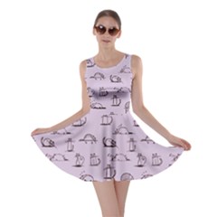 Purple Funny Cats Sketch Pattern For Your Design Skater Dress by CoolDesigns