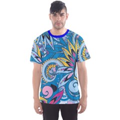 Blue Floral Pattern In Vintage Style Men s Sport Mesh Tee