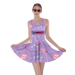 Violet Flamingo Bird Pattern Skater Dress