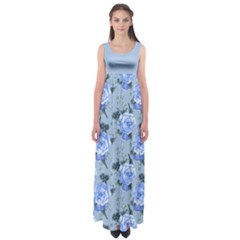 Lightblue Roses Empire Waist Maxi Dress