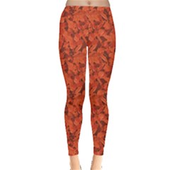 Orange Miscellaneous Rich Orange Fall Leaves Pattern Leggings by CoolDesigns