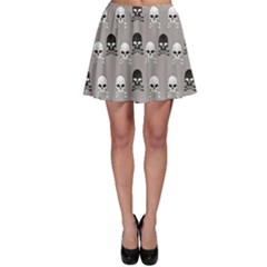 Gray Pattern Skulls Skater Skirt by CoolDesigns