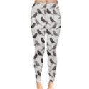 Gray Floral Pattern With Birds Leggings View1