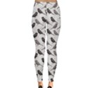 Gray Floral Pattern With Birds Leggings View2