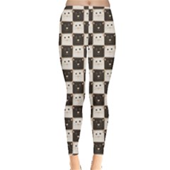 Black Chessboard Made Black And White Cats Leggings by CoolDesigns