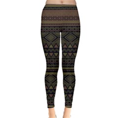 Dark Aztec Tribal Chevron Stripes Leggings