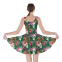 Dark Green Skull and Flowers Pattern Skater Dress View2