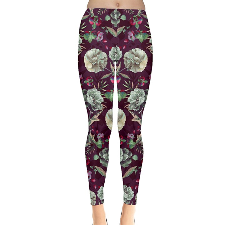 Paeonia2 Floral Leggings