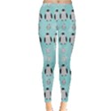 Blue Funny Penguins on Blue Pattern Leggings View1