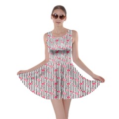 Pink Flamingo Bird Retro Pattern In Skater Dress by CoolDesigns