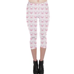 Pink Cute Pig Pattern With Pink Pig Faces Capri Leggings