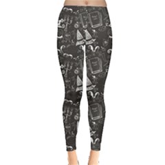 Black Chalkboard Halloween Pattern Women s Leggings by CoolDesigns