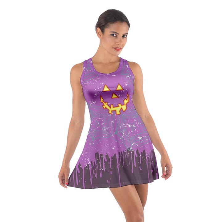 Pumpkin Face Purple Cotton Racerback Dress