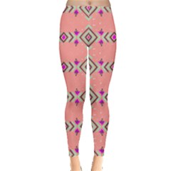 Coral Tribal Aztec Leggings 