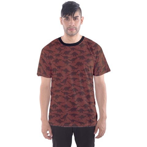 Dark A Pattern With Dinosaur Silhouettes Men s Sport Mesh Tee by CoolDesigns