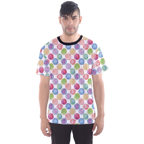 Colorful Watercolour Polka Dot Pattern Men s Sport Mesh Tee by CoolDesigns