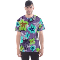 Hawaii Purple Floral Men s Sport Mesh Tee