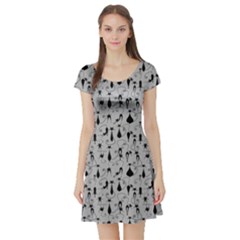 Black Cat Short Sleeve Skater Dress by CoolDesigns