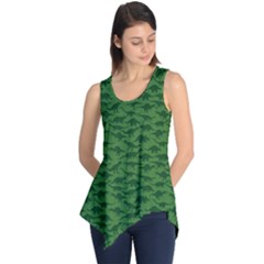 Green A Pattern With Dinosaur Silhouettes Sleeveless Tunic Top