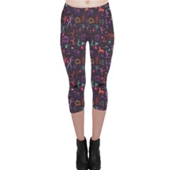 Blue Pattern Colorful Circus Magician Elephant Dancer Capri Leggings by CoolDesigns